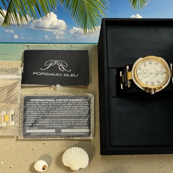 Women’s Porsamo Bleu South Sea Crystal Luxury Women's Watch Like New Condition - Picture 3 of 14